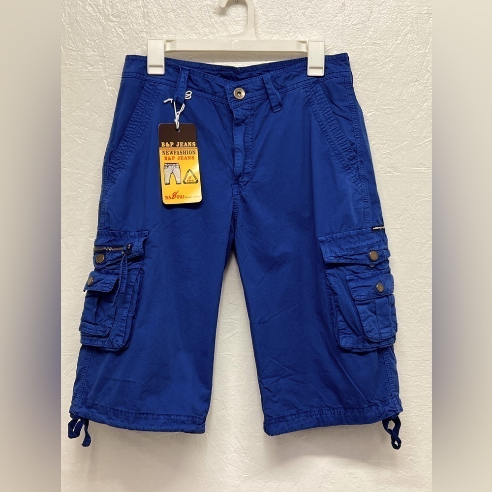 Mens 100% Cotton Cargo Shorts - 8 Pocket - 32” waist
